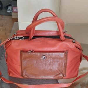 orYANY Orange And Brown Leather Handbag